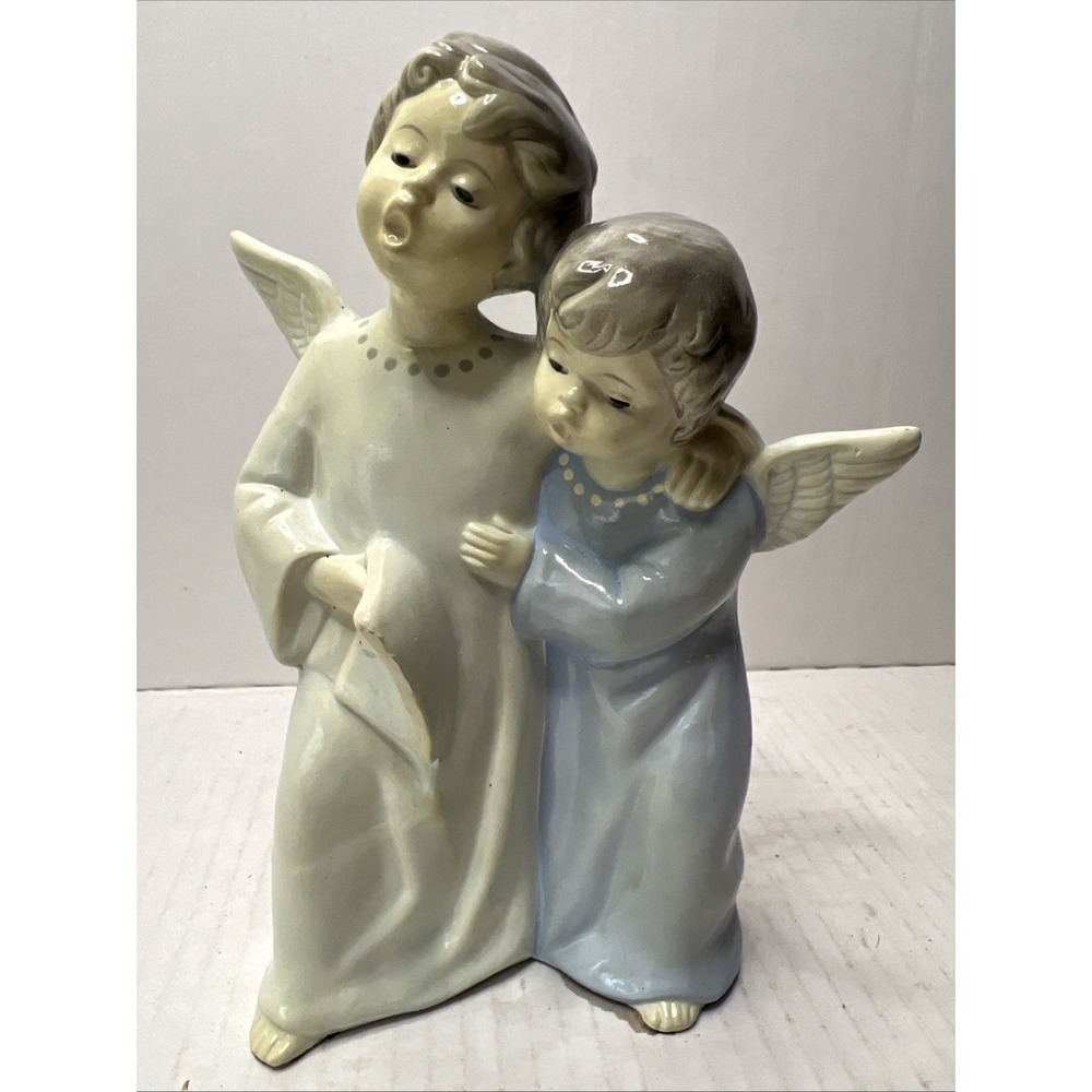 1976 Vintage 2 Porcelain Angels Singing MY Handmade In Japan No Cracks Or Chips